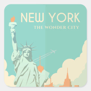 Vintage Statue of Liberty New York City Travel Square Sticker