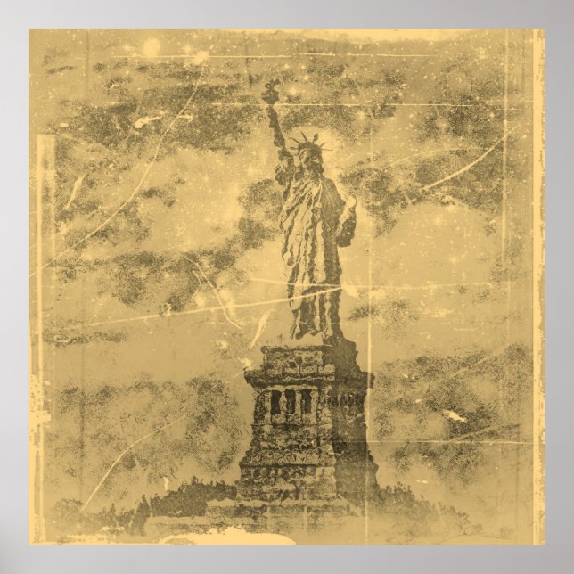 Vintage Statue Of Liberty, New York Poster (Front)