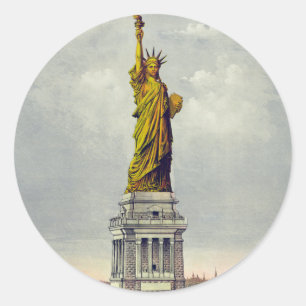Vintage Statue of Liberty New York Travel Classic Round Sticker