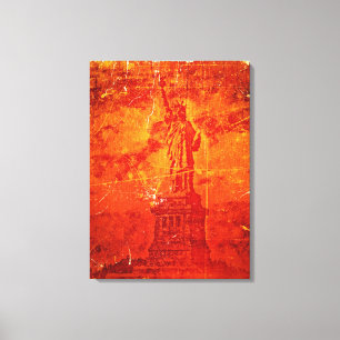 Vintage Statue Of Liberty, New York Wrapped Canvas