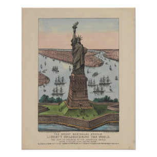 Vintage Statue of Liberty Patriotic New York Poster