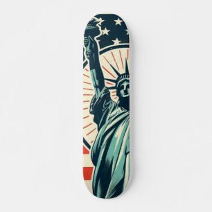 Vintage Statue of Liberty patriotic Throw Pillow Skateboard