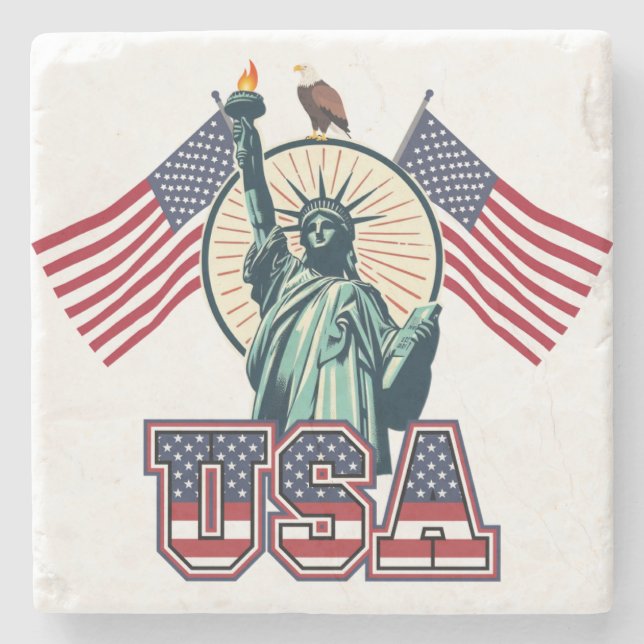 Vintage, Statue of Liberty  Stone Coaster (Front)