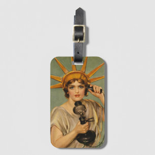 Vintage Statue of Liberty, WWI Patriotic War Ad Luggage Tag