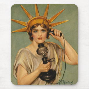 Vintage Statue of Liberty, WWI Patriotic War Ad Mouse Mat