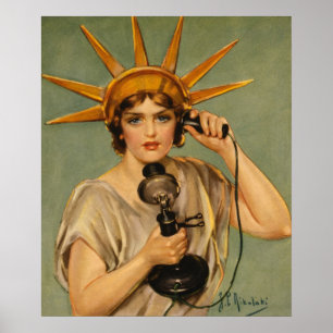 Vintage Statue of Liberty, WWI Patriotic War Ad Poster