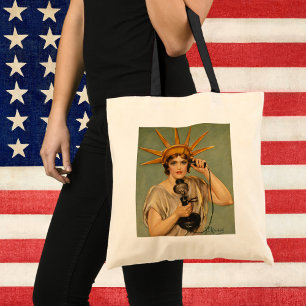 Vintage Statue of Liberty, WWI Patriotic War Ad Tote Bag