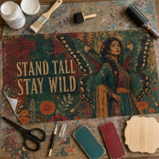 Vintage Stay Wild Butterfly Fairy Decoupage Art Tissue Paper