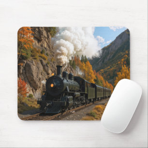 Vintage Steam Engine In an Autumn Mountain Valley Mouse Mat