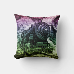 Vintage Steam Engine Locomotive Cushion