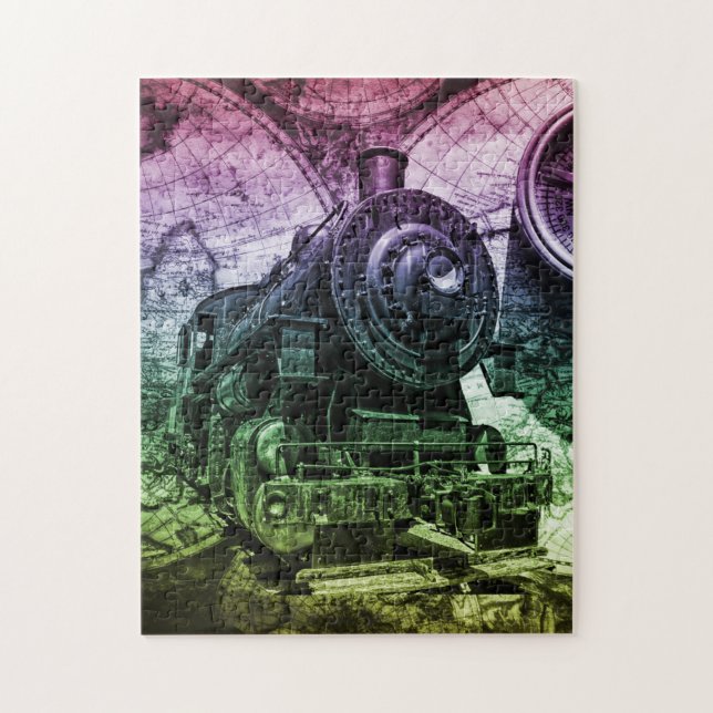 Vintage Steam Engine Locomotive Jigsaw Puzzle (Vertical)