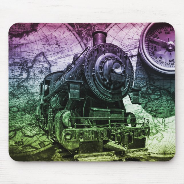 Vintage Steam Engine Locomotive Mouse Mat (Front)