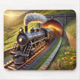 Vintage Steam Engine Locomotive Through a Tunnel Mouse Mat