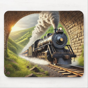 Vintage Steam Engine Locomotive Through a Tunnel Mouse Mat