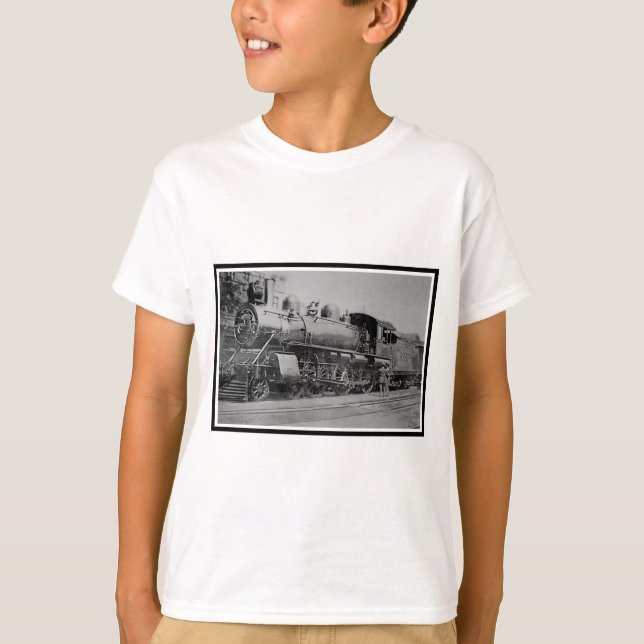 Vintage Steam Engine Railroad Train T-Shirt (Front)