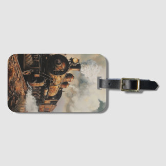 Vintage Steam Engine Train Luggage Tag