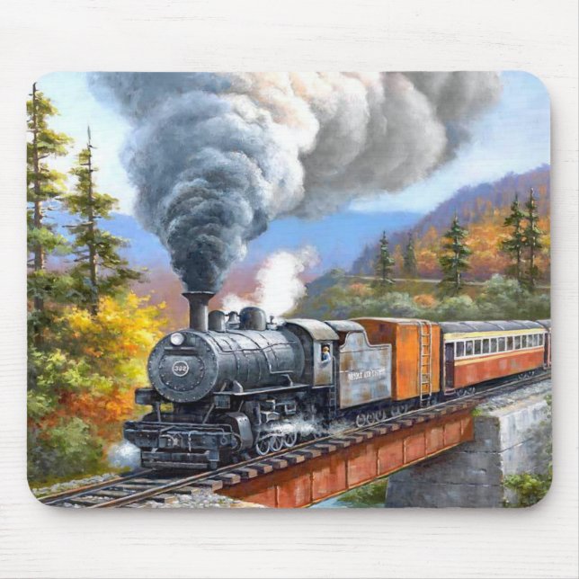 Vintage Steam Engine Train Mouse Mat (Front)