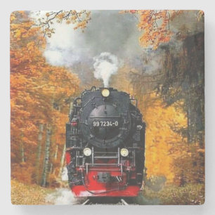 Vintage Steam Engine Train Stone Coaster