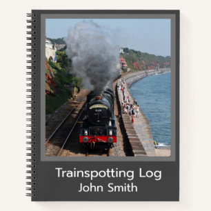 Vintage steam engine, your photo and name notebook