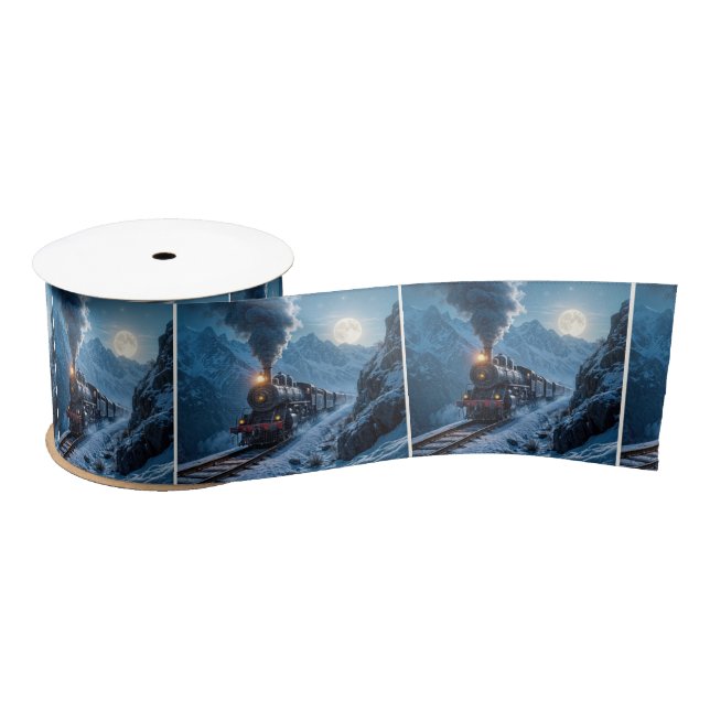 Vintage Steam Locomotive In Moonlight Satin Ribbon (Spool)