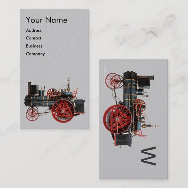 VINTAGE STEAM LOCOMOTIVE MONOGRAM BUSINESS CARD (Front/Back)