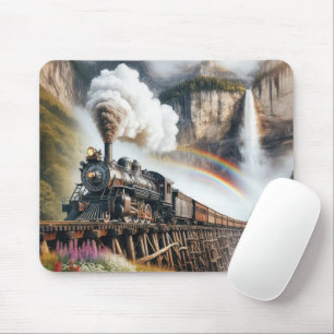 Vintage Steam Locomotive On a Mountain Trestle Mouse Mat
