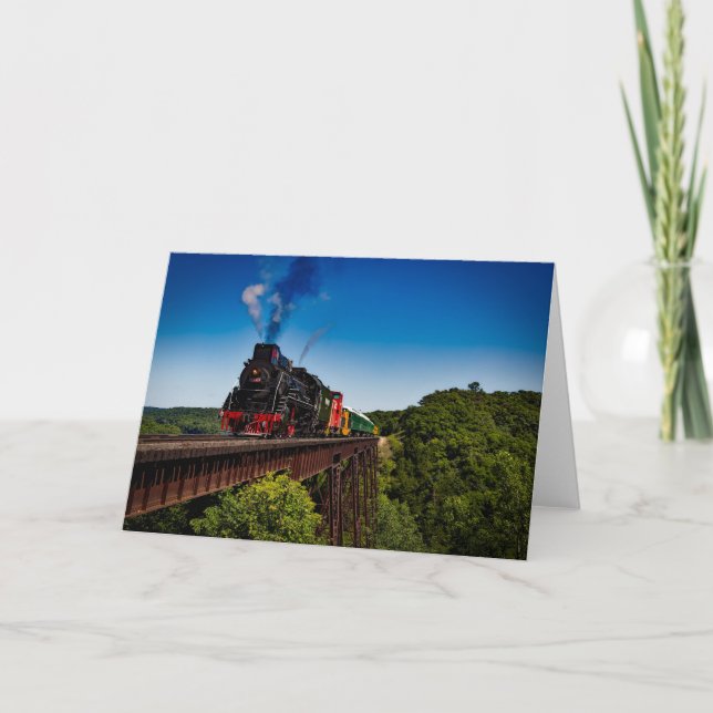 Vintage Steam Locomotive Railroad Fan Blank Card (Front)