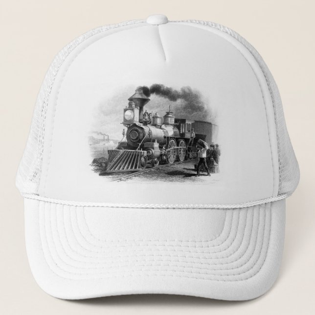Vintage Steam Locomotive Railroad Fan Trucker Hat (Front)