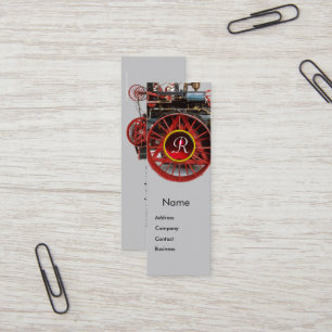 VINTAGE STEAM LOCOMOTIVE RUBY GEMSTONE MONOGRAM MINI BUSINESS CARD