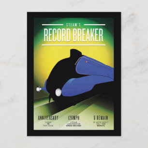 Vintage Steam Locomotive Speed Record Postcard