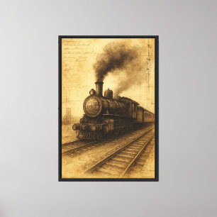 Vintage Steam Locomotive Wall Art Print