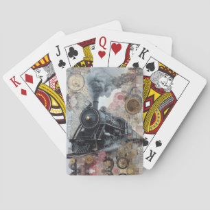 Vintage Steam Punk Train Playing Cards