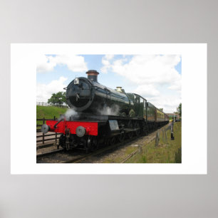Vintage steam railway engine , train poster