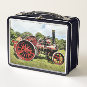 VINTAGE STEAM TRACTION ENGINE METAL LUNCH BOX