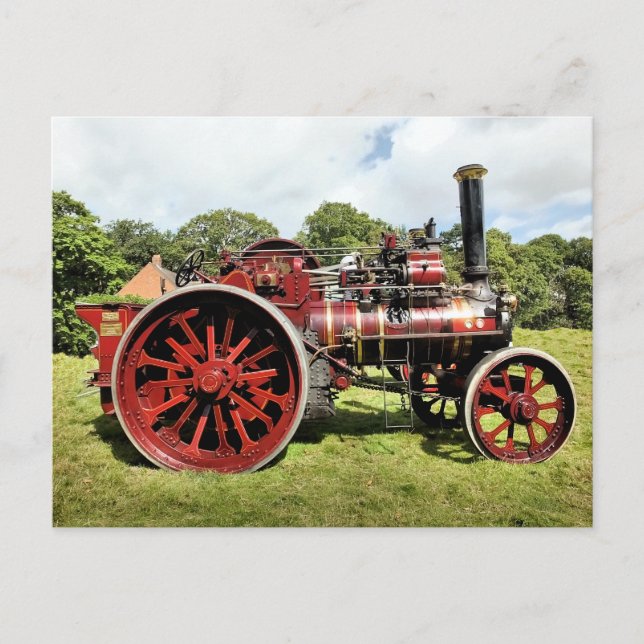 vintage steam traction engine postcard (Front)