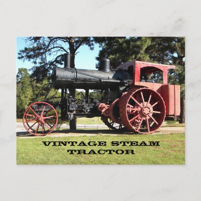 Vintage Steam Tractor - In Colour. Postcard (Front)