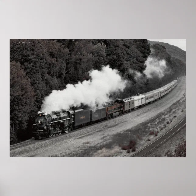 Vintage Steam Train Along the Ohio River Poster | Zazzle