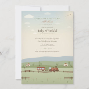 Vintage Steam Train Baby Shower Invitation