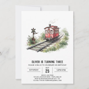 Vintage Steam Train Birthday Invitation