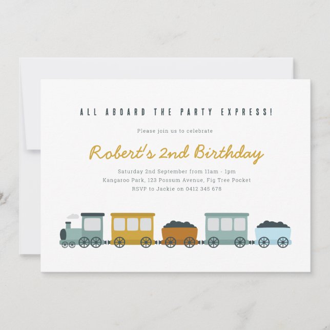 Vintage Steam Train Birthday Party Invitation (Front)