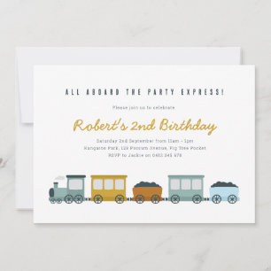 Vintage Steam Train Birthday Party Invitation
