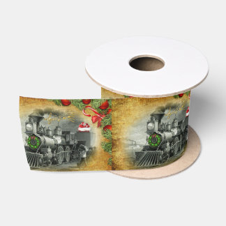 Vintage Steam Train Christmas Satin Ribbon