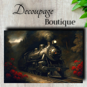Vintage Steam Train Decoupage Tissue Paper