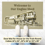 Vintage Steam Train Engine Locomotive Sepia Doormat<br><div class="desc">Vintage Steam Train Door Mat - Change any of the Text -  - - See Lots More Train Theme Gifts in my store - Have a look NOW! - there will be something you love!</div>