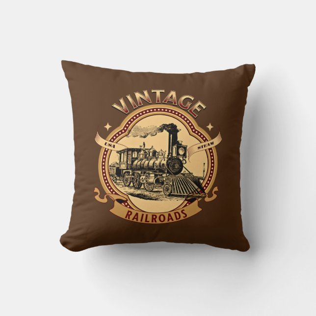 Vintage Steam Train Engine Railroads               Cushion (Front)