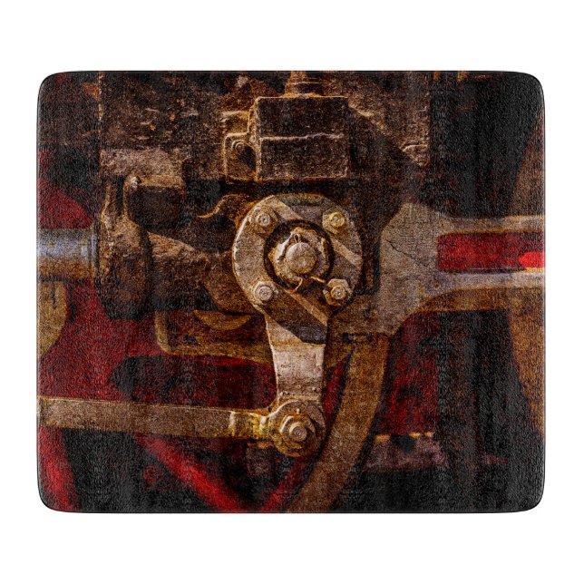 Vintage steam train gear cutting board (Front)