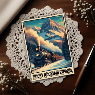 Vintage Steam Train in a Mountain Landscape Postcard