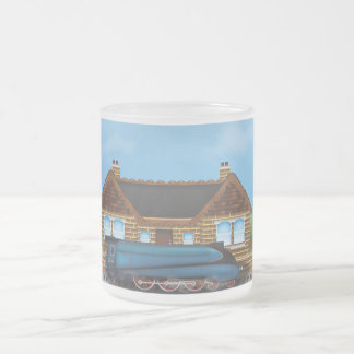Vintage Steam Train in Station Frosted Glass Coffee Mug