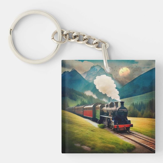 Vintage Steam Train Key Ring (Front)