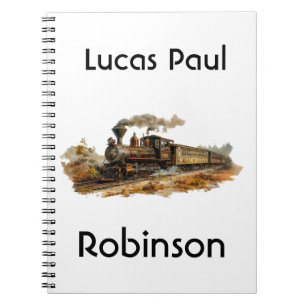 Vintage steam train landscape illustration  notebook